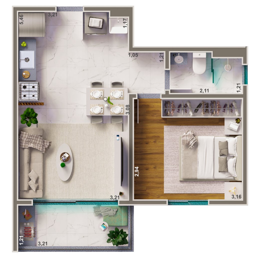 Planta Compact 40m²