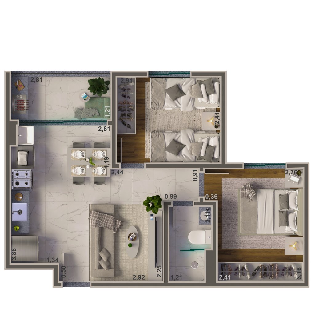 Planta Essencial 43m²
