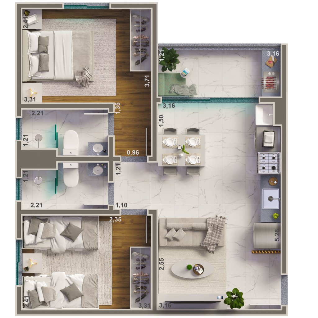 Planta Confort 50m²