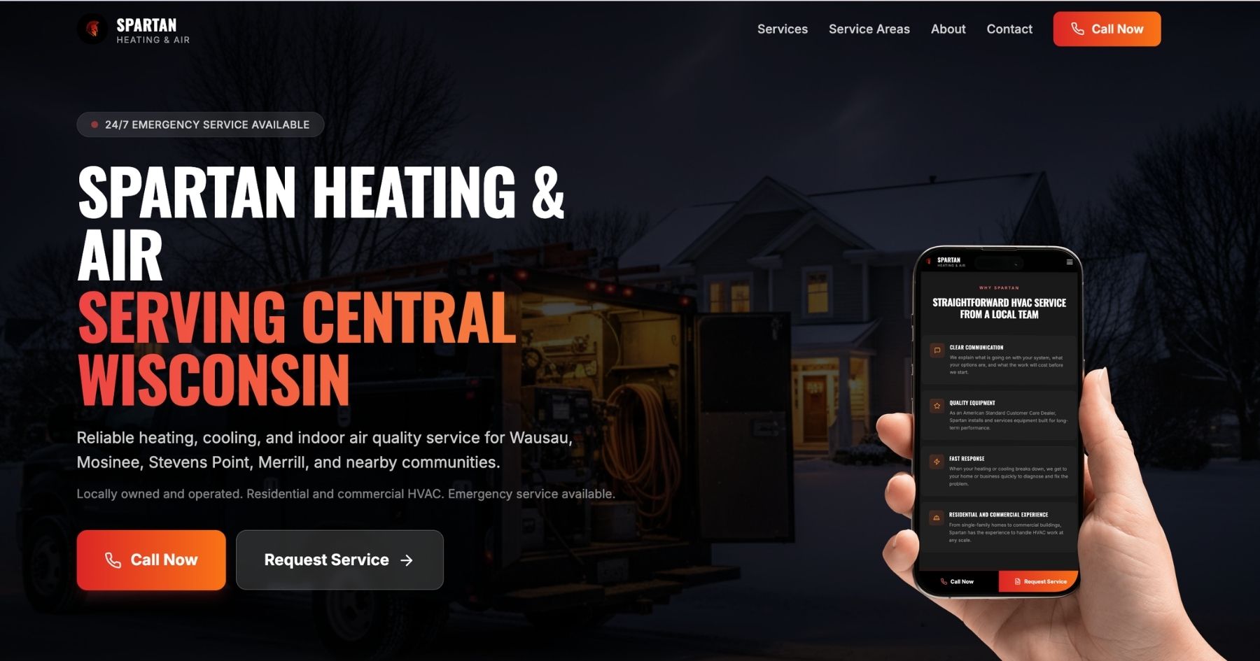 Spartan Heating & Air custom HVAC website concept