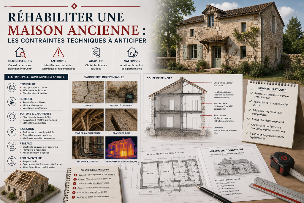 Réhabiliter une maison ancienne : contraintes techniques à anticiper