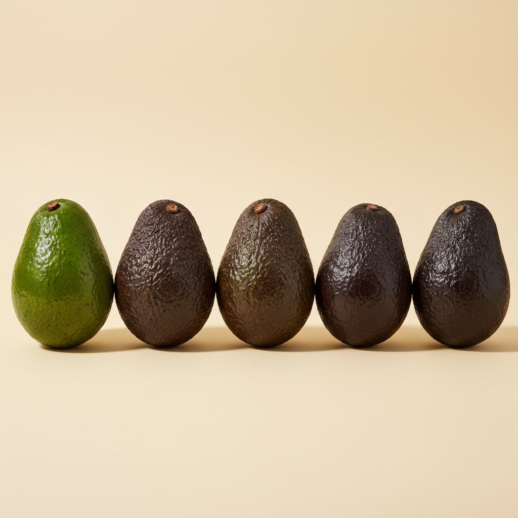 Avocado ripening stages 1 to 5