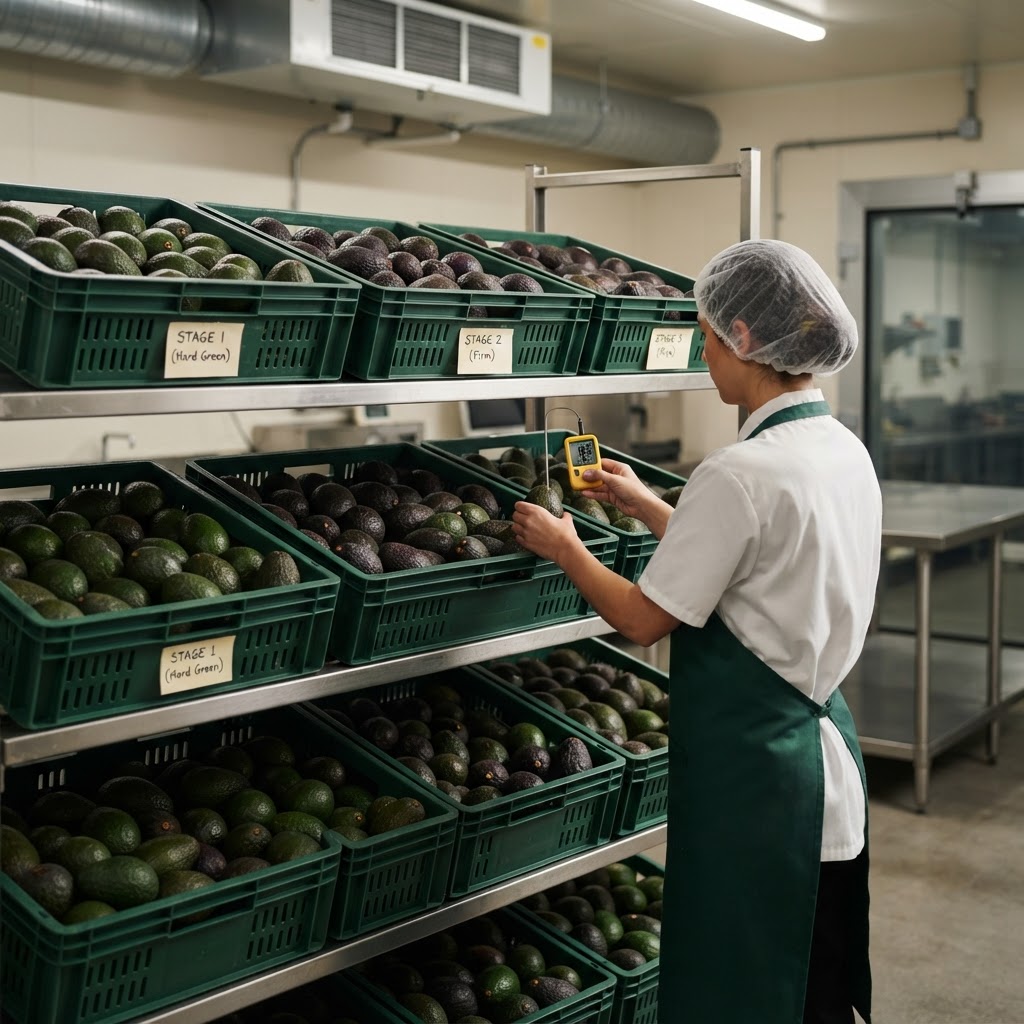 Controlled avocado ripening process