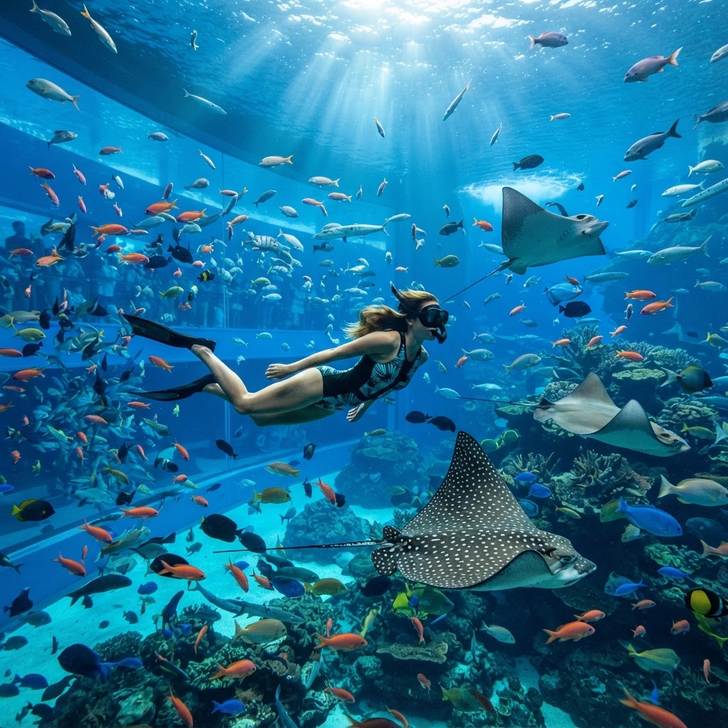 Snorkel en el Gran Acuario Mazatlán: nada entre especies marinas