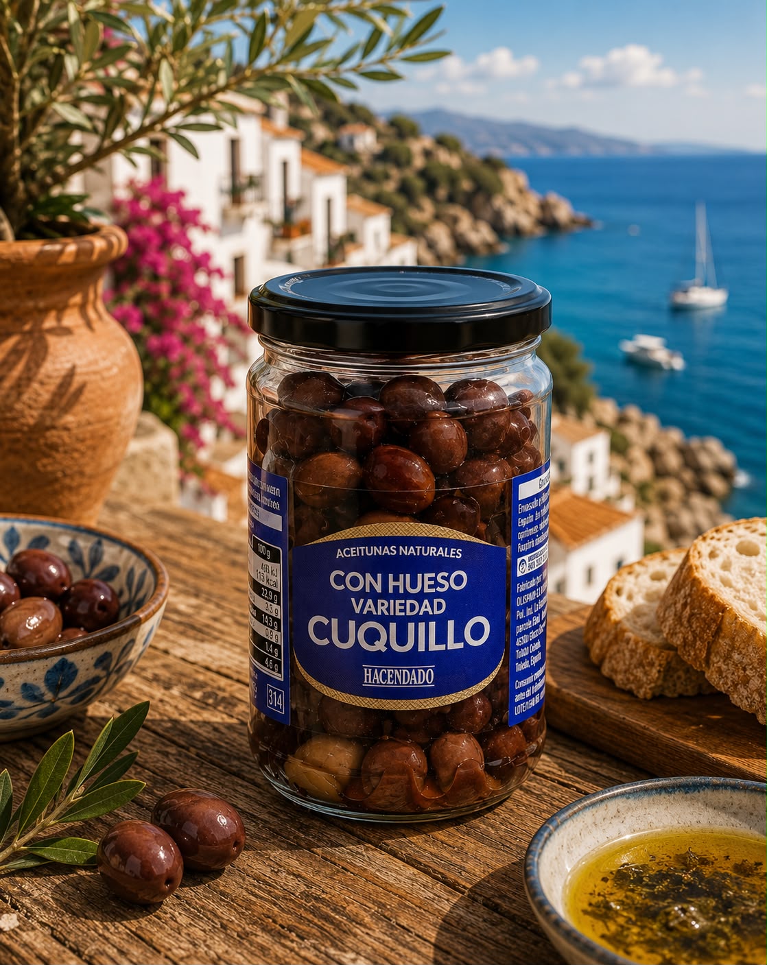 Cuquillo Hacendado – naturalne czarne oliwki z pestką 170 g