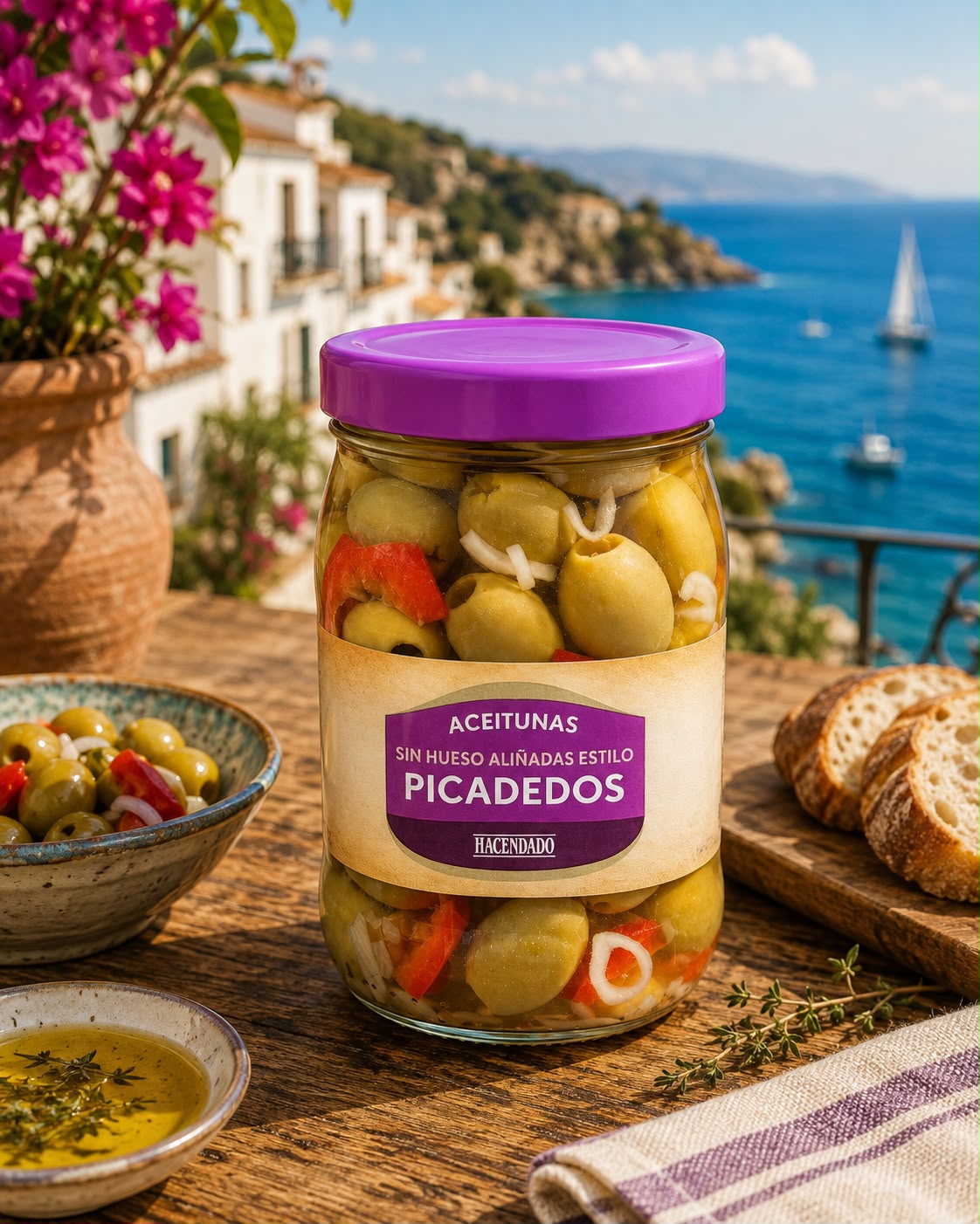 Picadedos Hacendado – zielone oliwki bez pestek, marynowane 710 g
