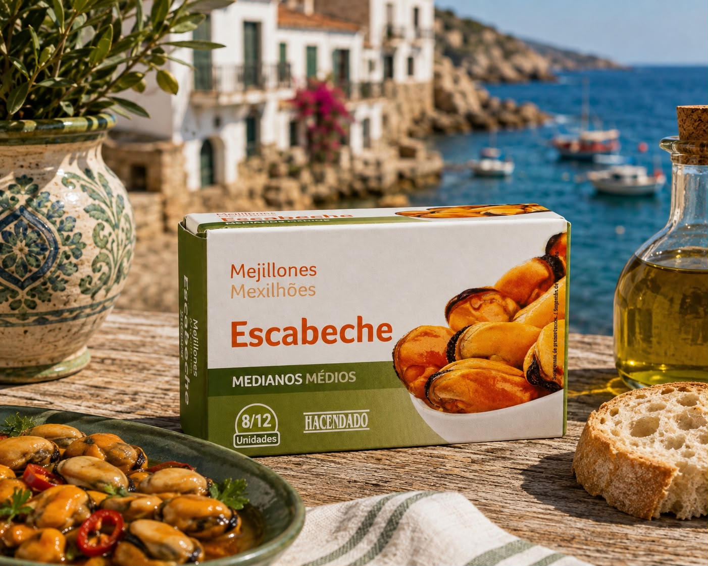 Hacendado Mejillones en Escabeche – małże w marynacie escabeche, średnie 8–12 szt. 111 g