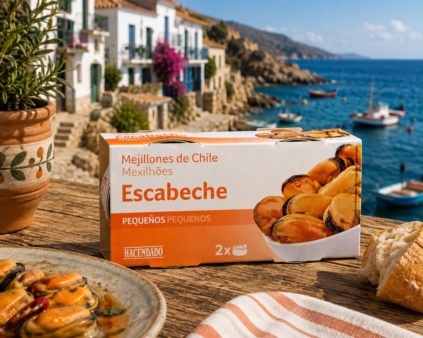 Hacendado Mejillones de Chile en Escabeche – małe małże chilijskie w escabeche 2 × 175 g