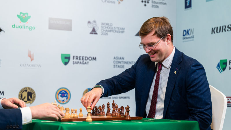 Timur Turlov, President of the International School Chess Federation (ISCF), playing chess