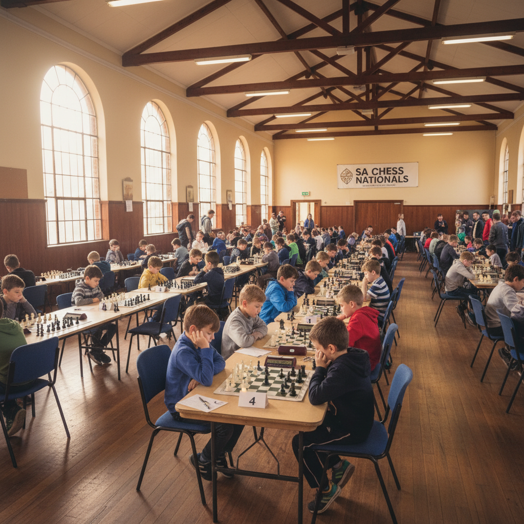 Youth chess players competing at tournament