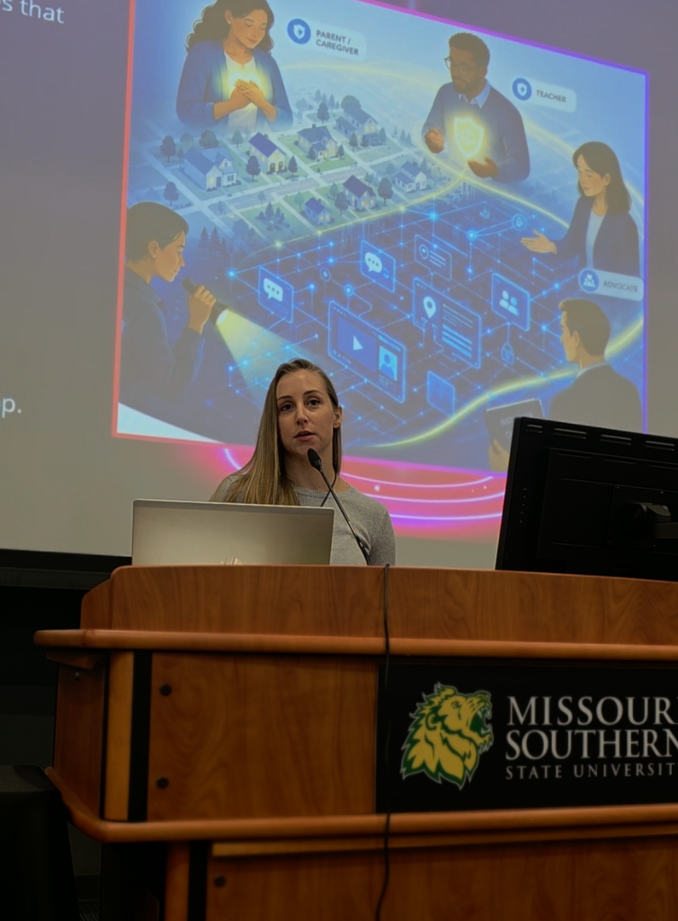 Stephanie presenting at Missouri Southern State University