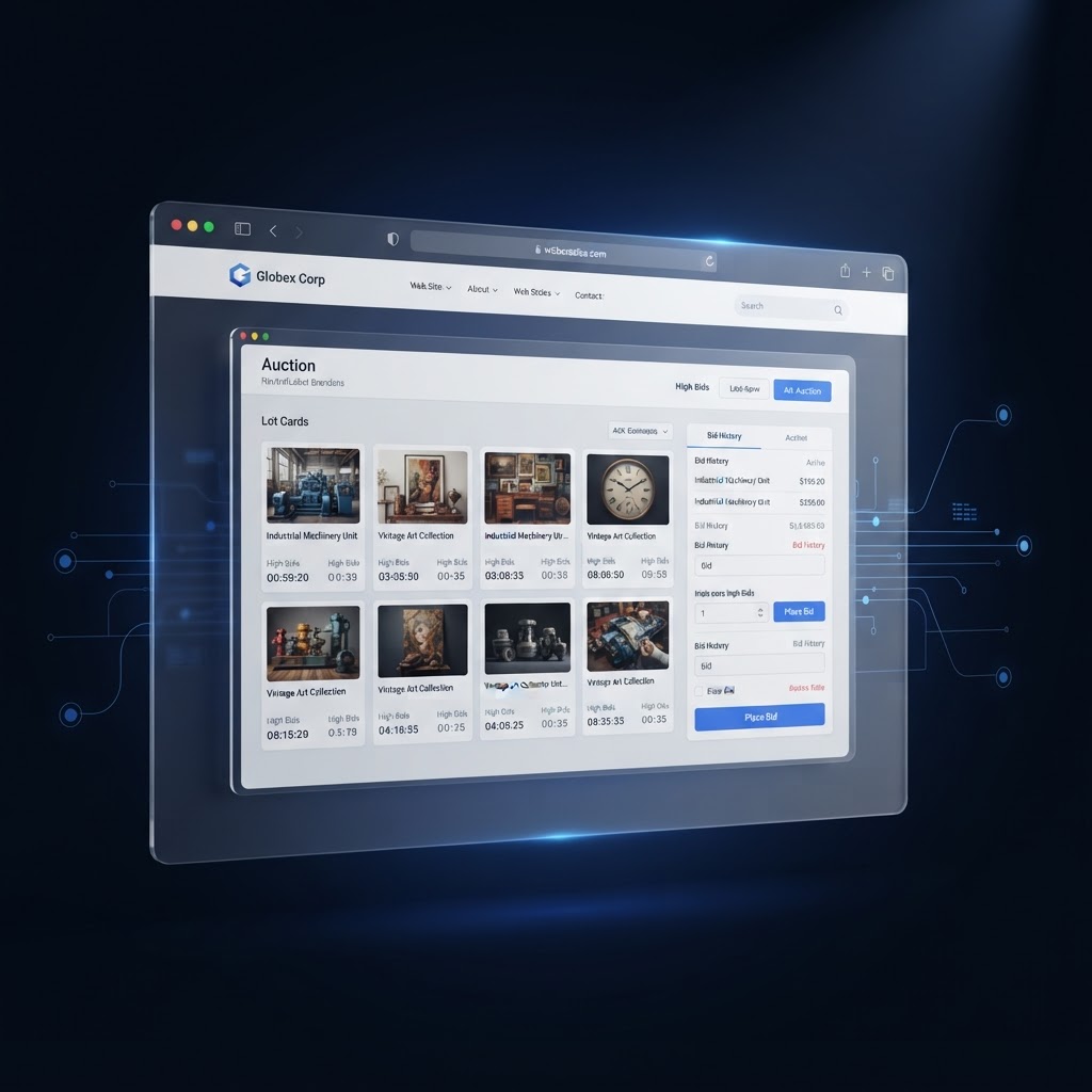 FurtherSales auction area integrated into a customer website under the customer's own brand