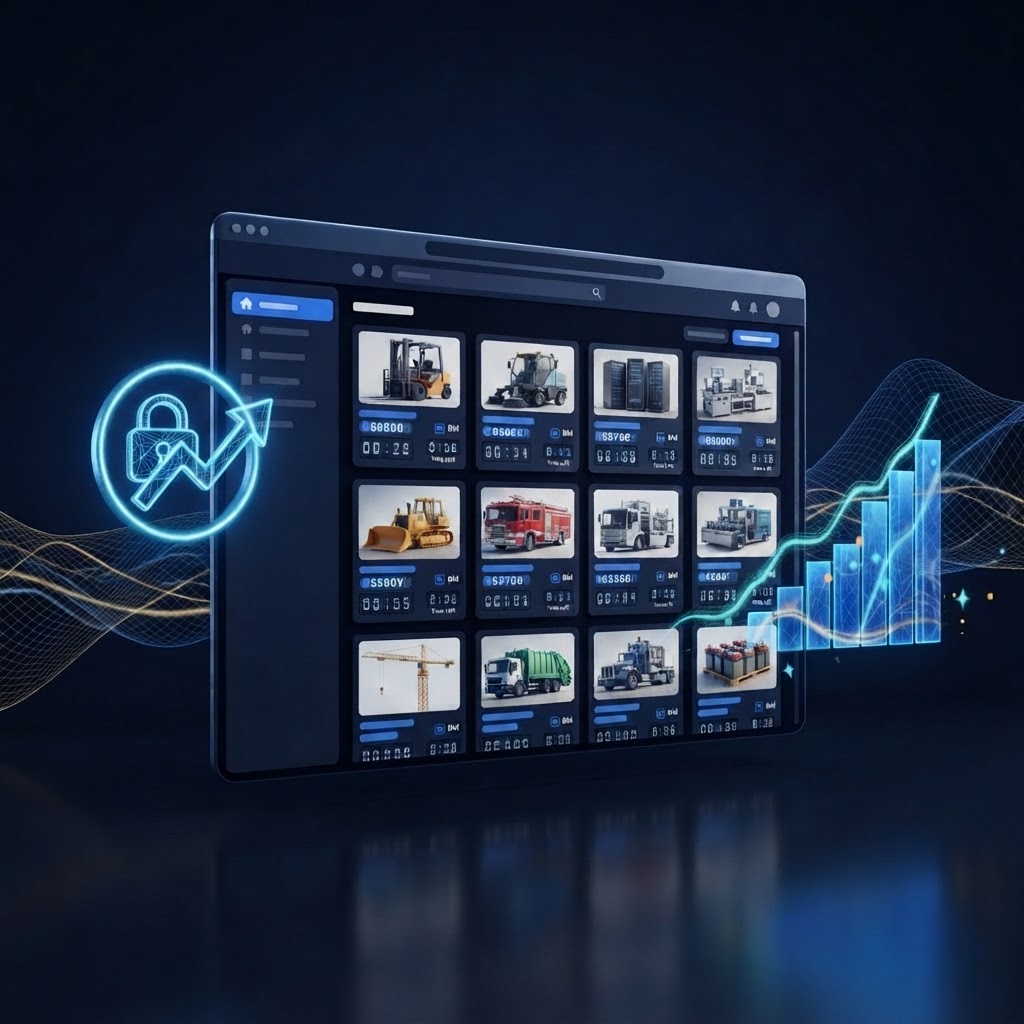 FurtherSales auction platform for institutional asset recovery with asset categories such as municipal vehicles and machinery