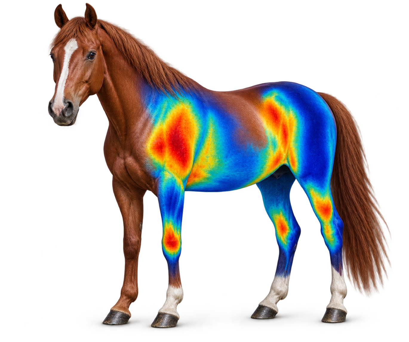Horse with thermal heat-map overlay