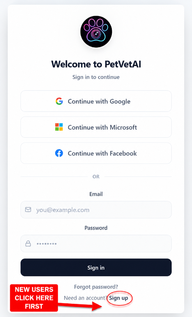 Sign up button location - click SIGN UP at bottom right