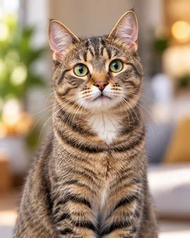 Tabby cat portrait facing forward
