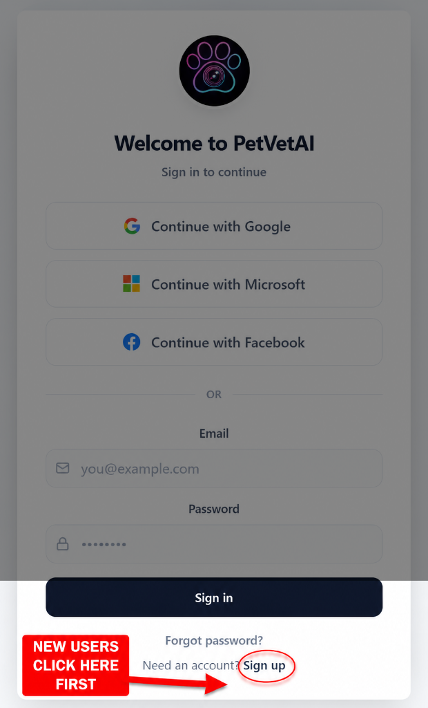 Sign up button location - click SIGN UP at bottom right