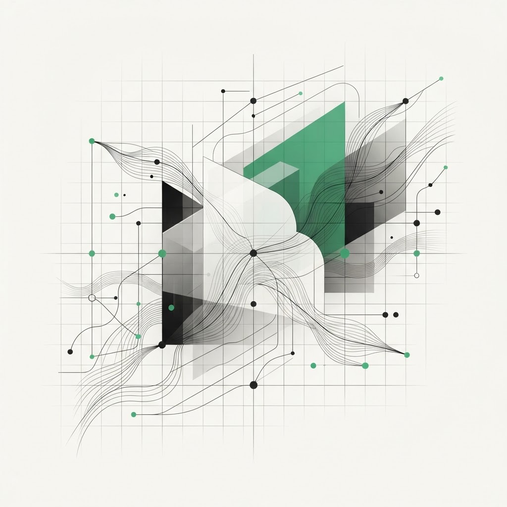 Abstract digital and technology leadership visualisation with cloud architecture layers and network nodes