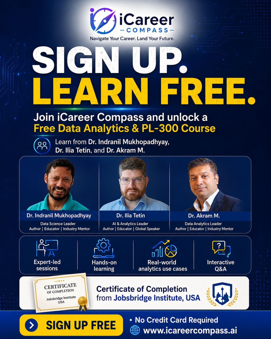 Sign up and learn free — unlock a free Data Analytics & PL-300 course