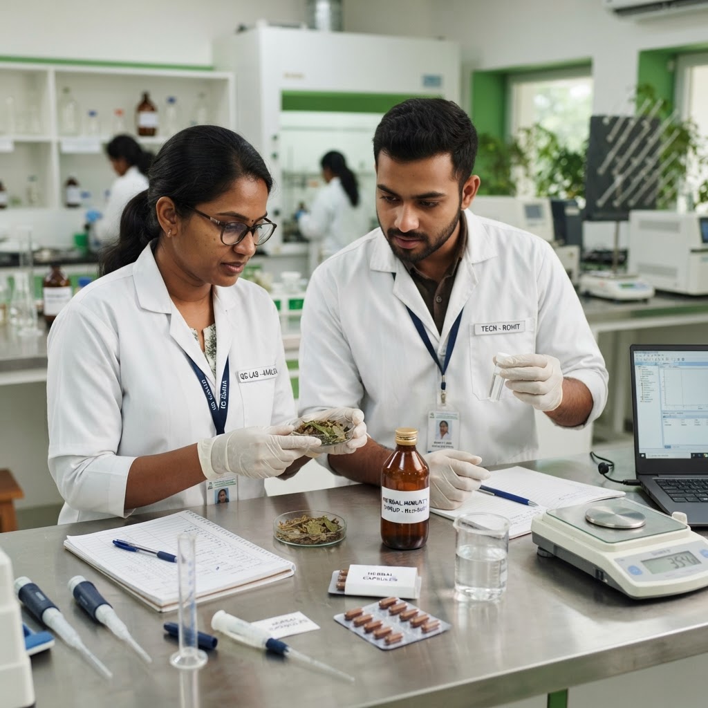 Indian QC scientists in laboratory environment