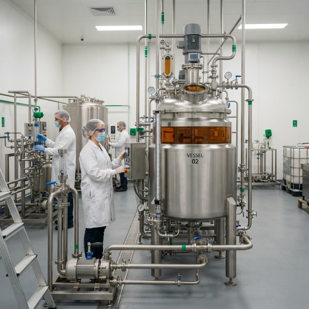 Liquid blending vessel — illustrative manufacturing visual