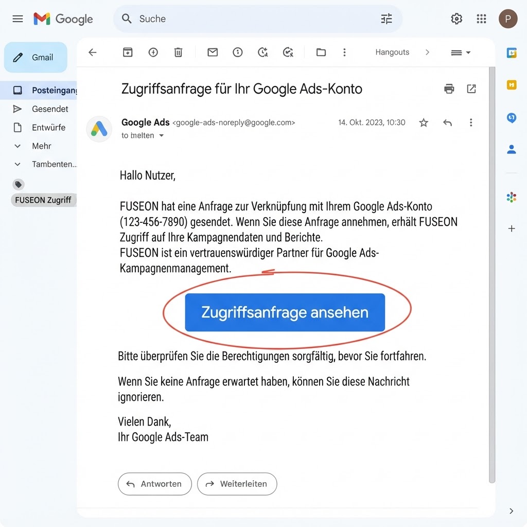 So sieht die E-Mail aus. Klicke auf den blauen Button.