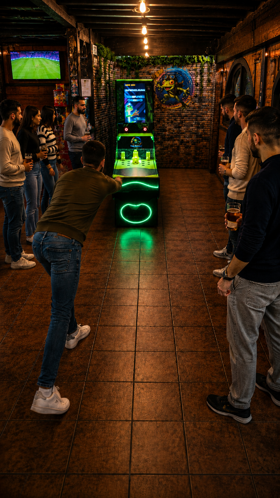 Gente jugando a la Bolirana en un bar real