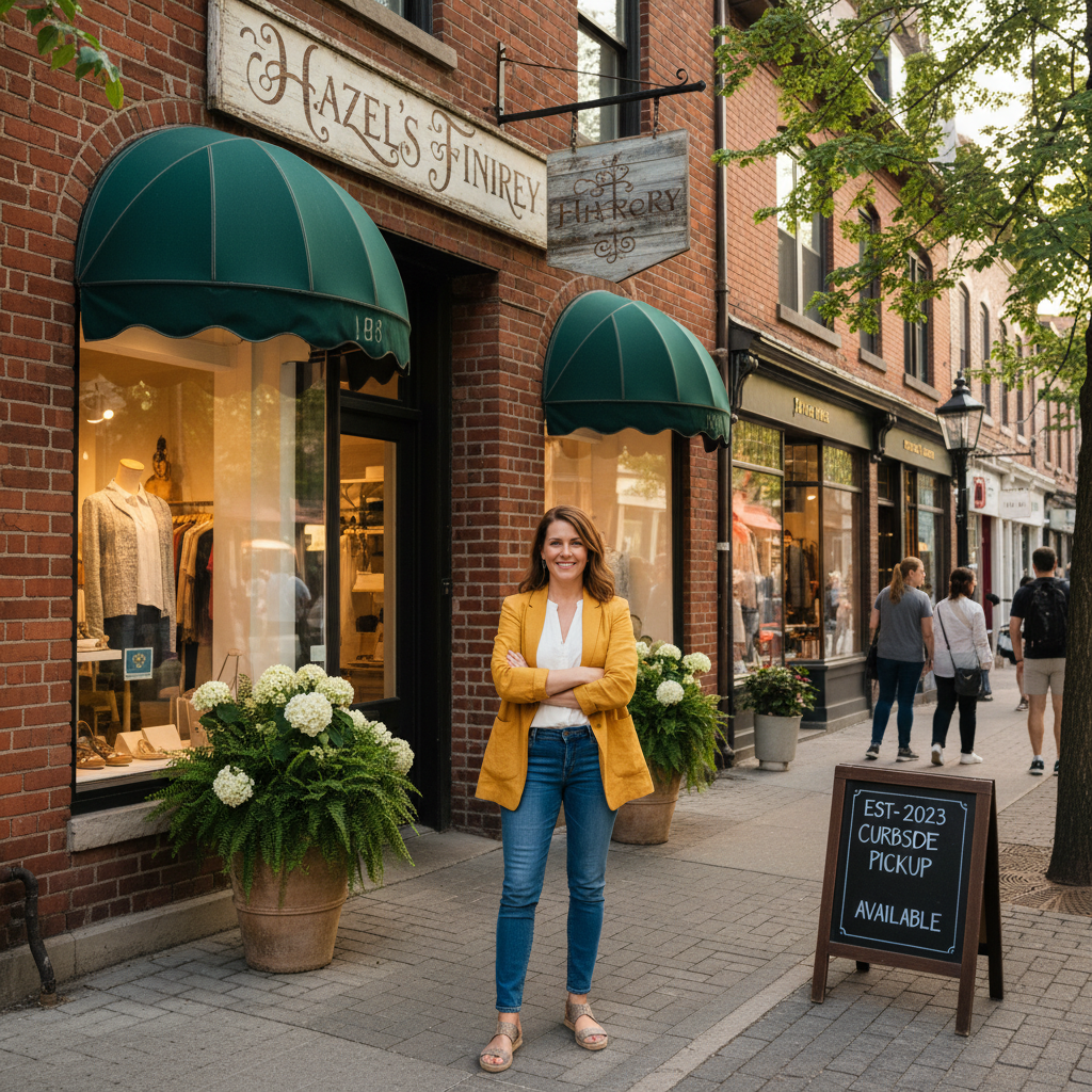 Small business owner in front of their boutique on Hazelton Avenue Yorkville