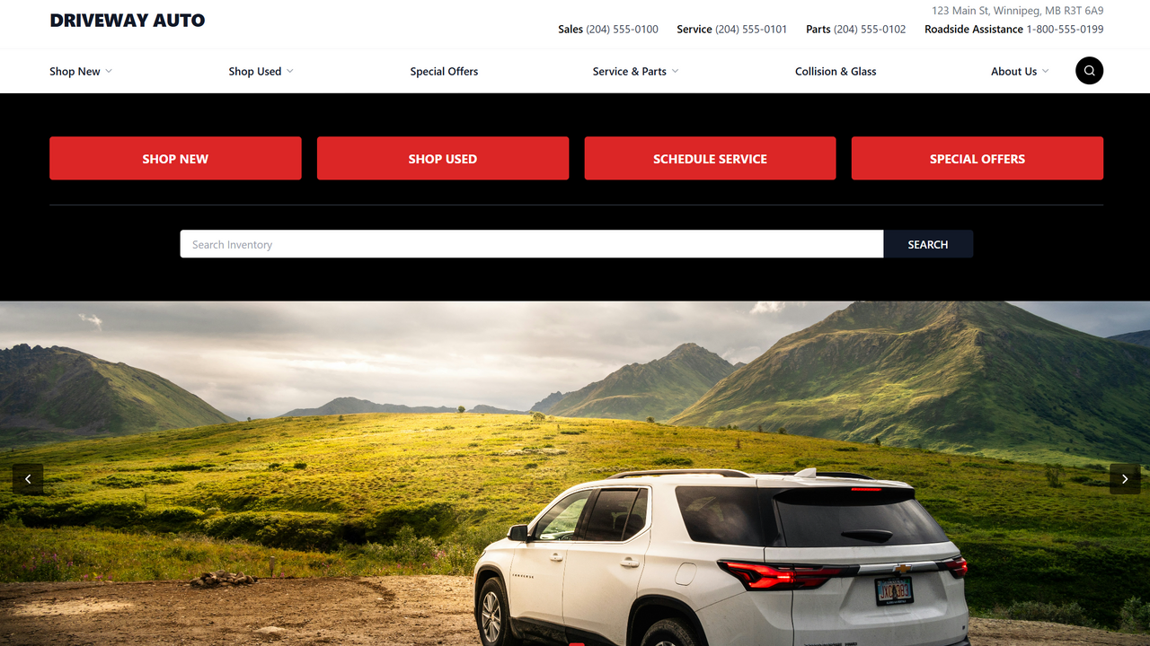 Driveway Auto Car - Dealership Website + Back-Office CRM template preview
