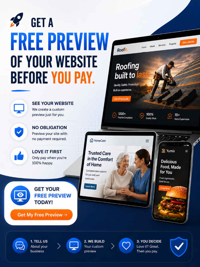 Get a free preview of your website before you pay