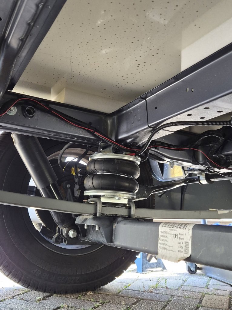 Air suspension kit fitted to campervan by ALP Vans - van airbag suspension installation UK