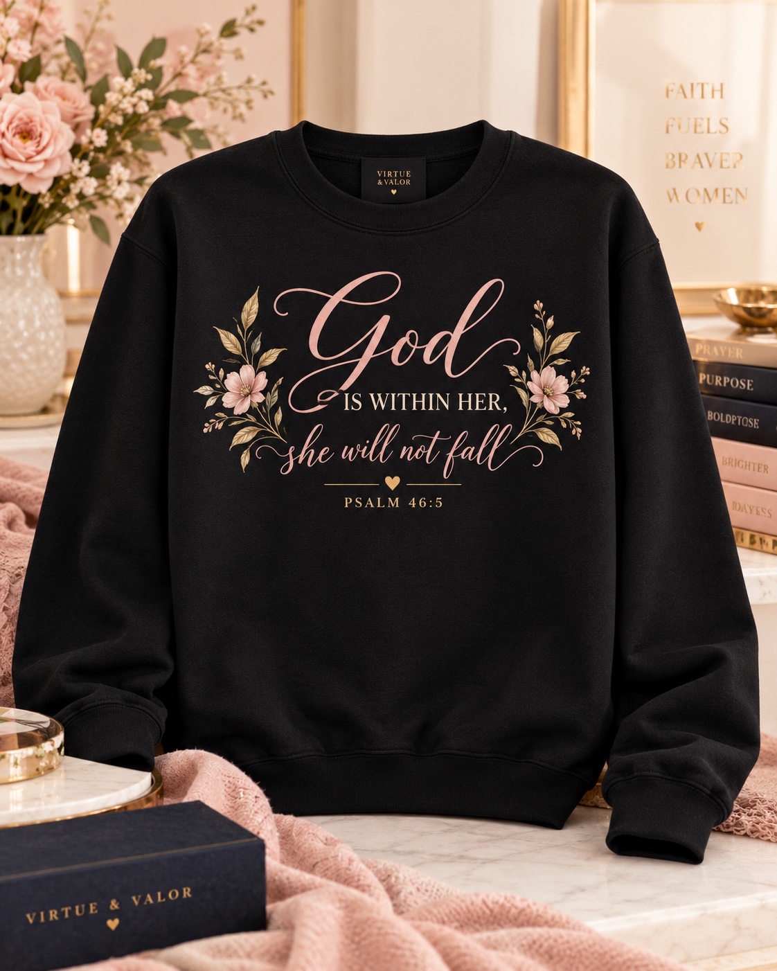 Virtue & Valor — God Is Within Her Sweatshirt