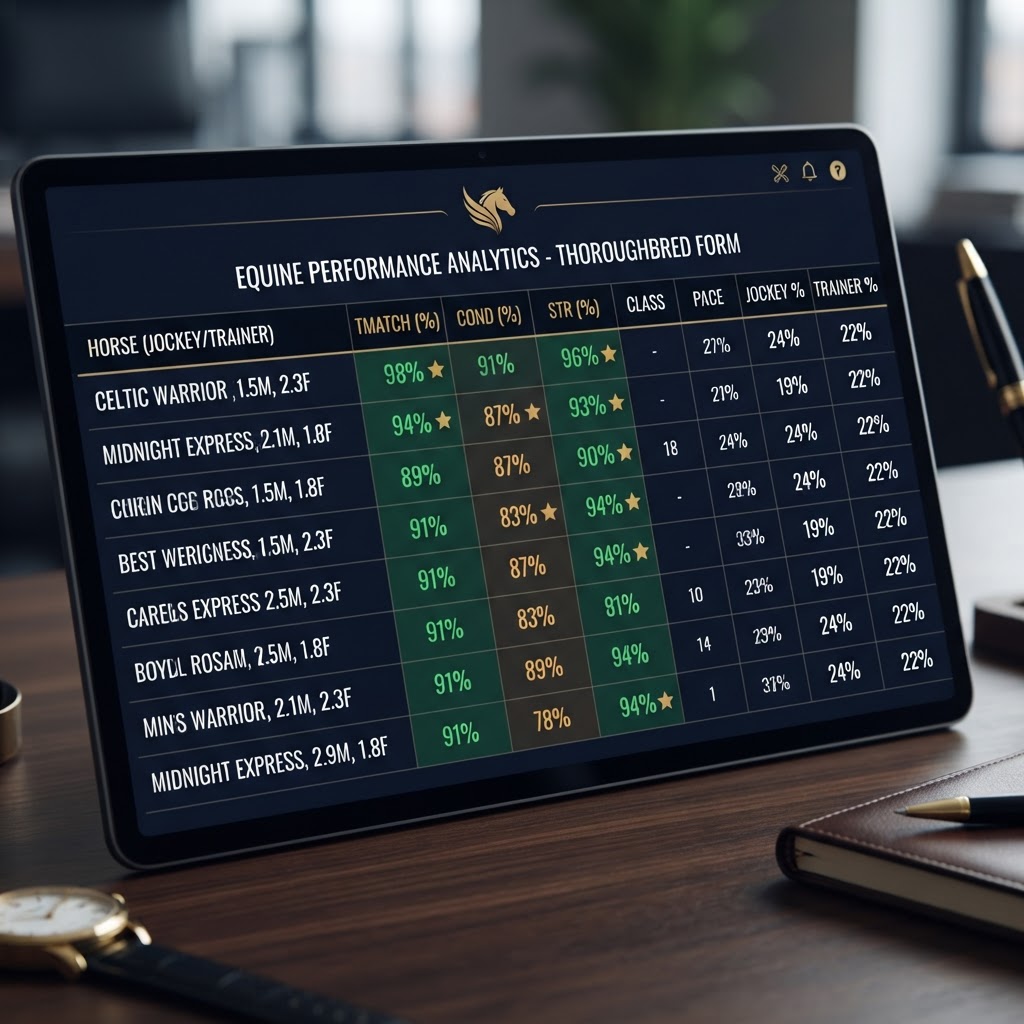 Bespoke racing metrics close-up: TMATCH, COND, STR columns