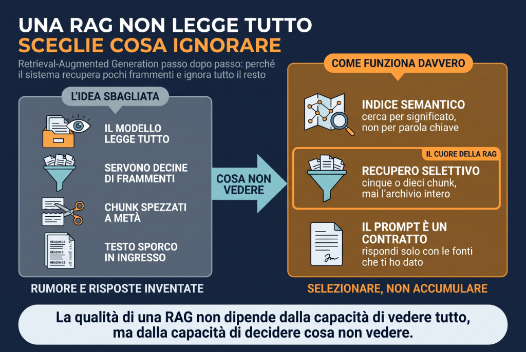 Copertina dell'articolo: Retrieval-Augmented Generation (RAG): come funziona davvero, passo dopo passo