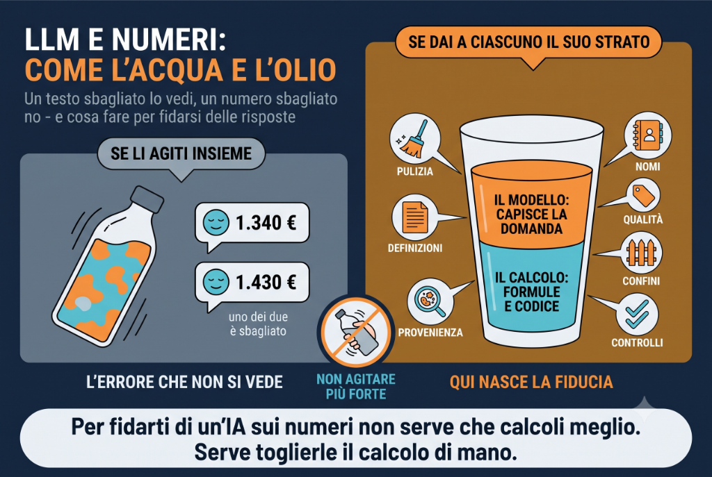 Copertina dell'articolo: LLM e numeri: come l'acqua e l'olio