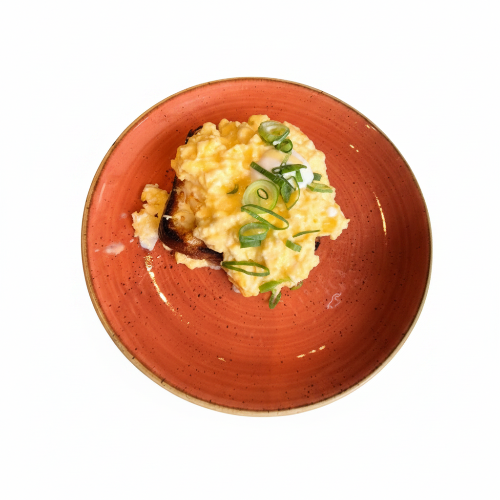 Scrambled Eggs on Toast with Spring Onions