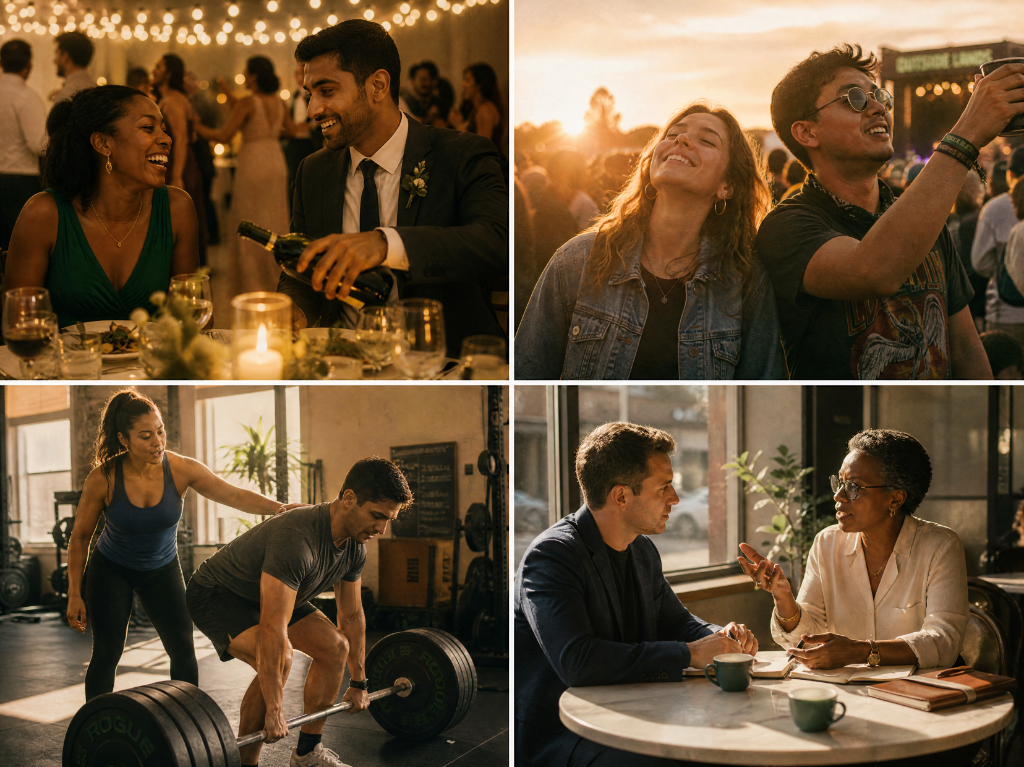Grid of various professional and social interactions