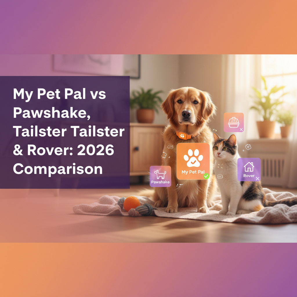 A professional pet sitter using a laptop and smartphone to manage bookings for their business, with a happy dog sitting nearby.