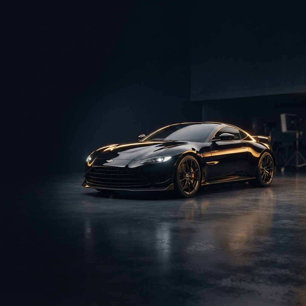 Freshly detailed black sports car