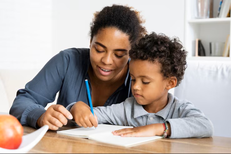 Parent helping child study