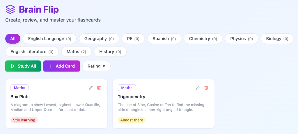 Brain Flip Flashcards screenshot