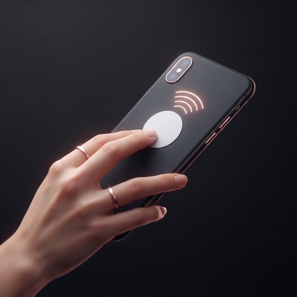 Hold a blank tag to your phone