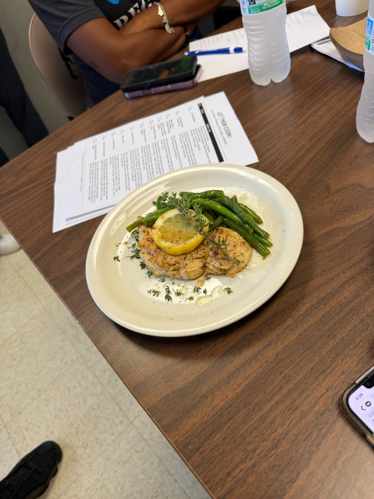 Plated lemon herb chicken dish from the cook-off