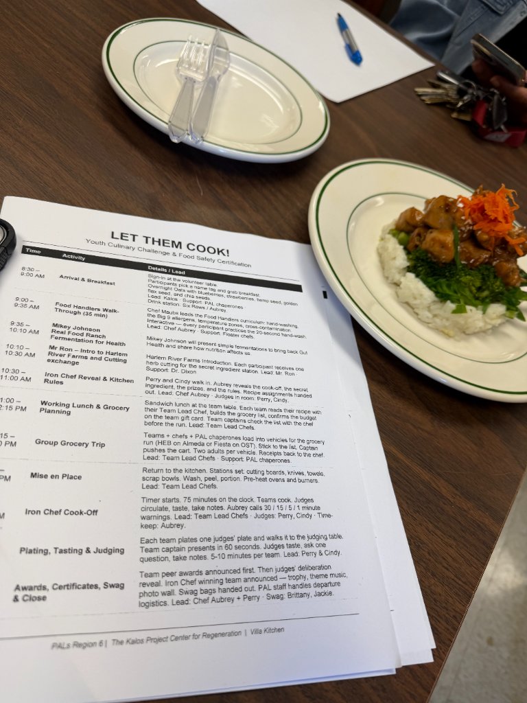 Event schedule for the youth culinary challenge