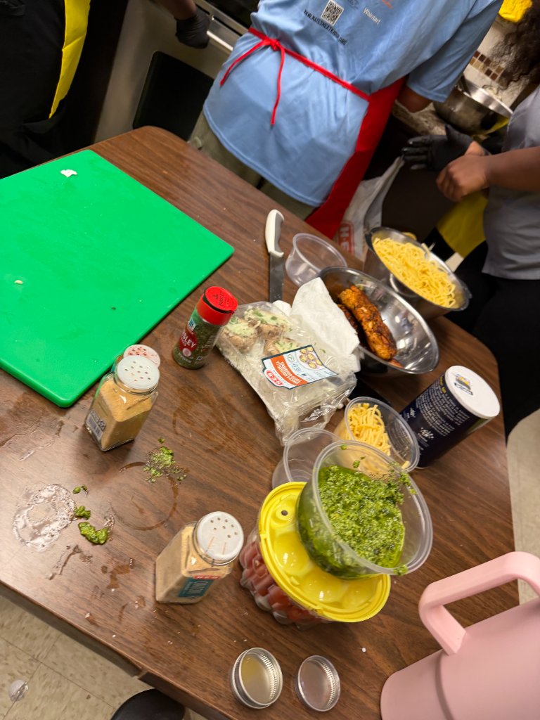 Prepped ingredients and tools on the workstation