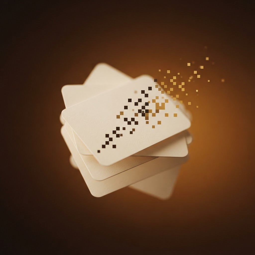 Cream component sheets dissolving into pixel blocks over a deep brown gradient
