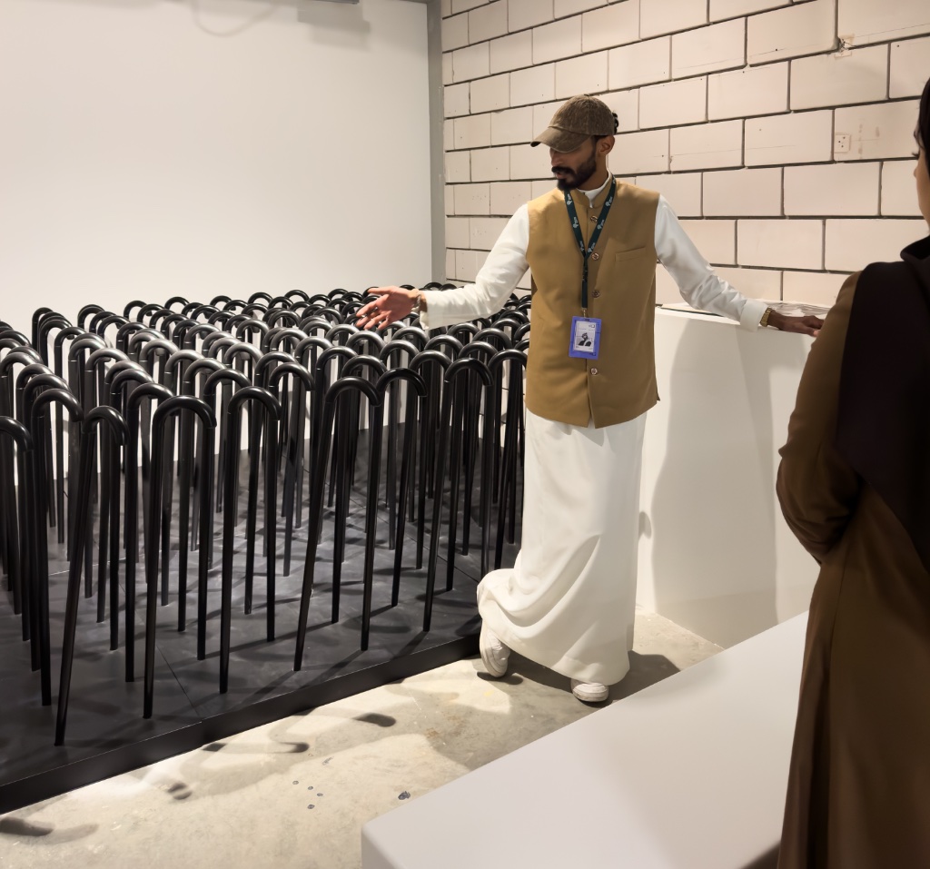 365 — 365 canes, each carved with a date from January 1st to December 31st. Misk Art Week, Riyadh, 2023.
