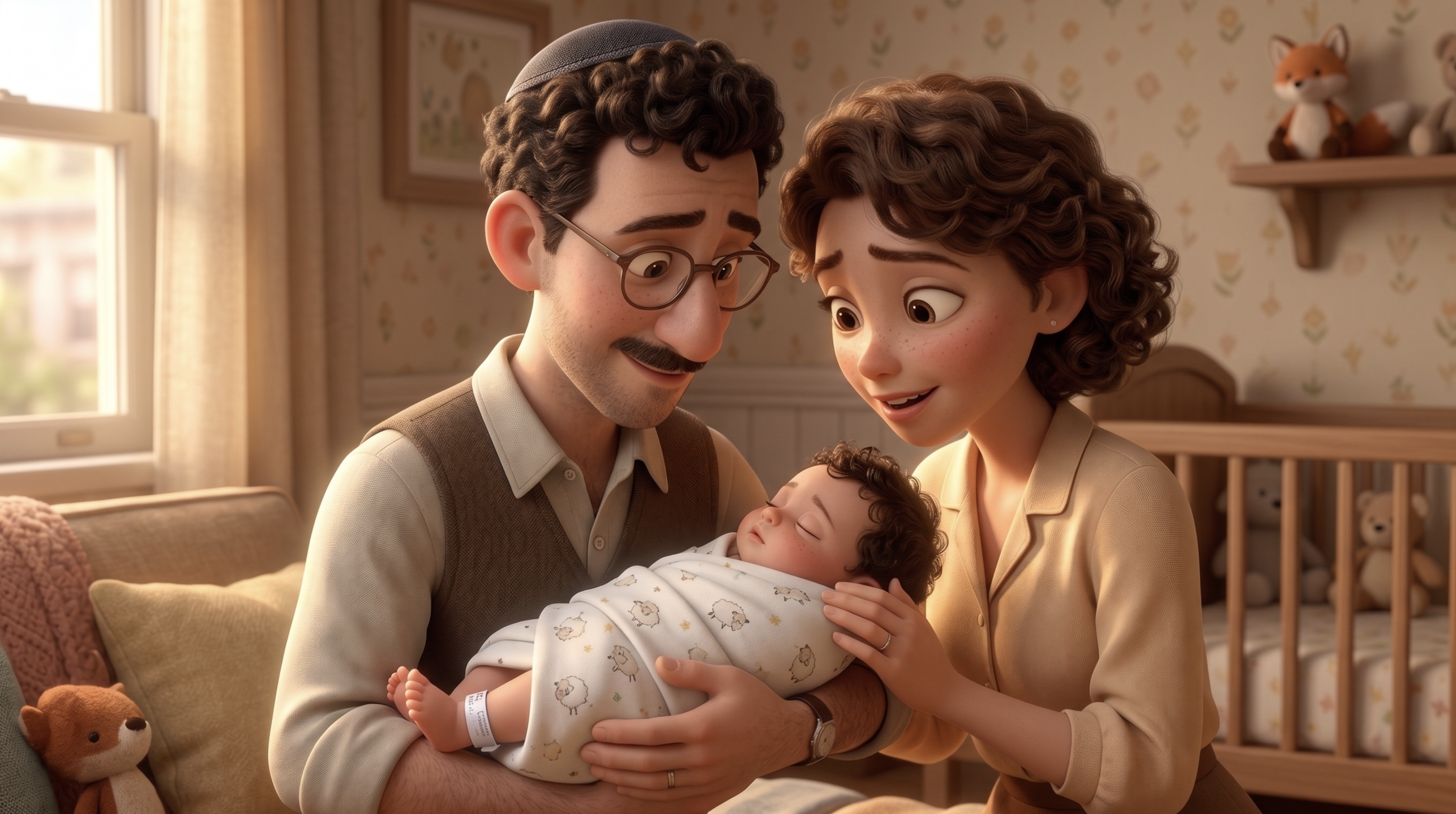 Family in a sunlit nursery — ILLUMINAI Studios