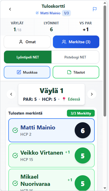 Mobiilituloskortti – Muokkaa-valinta