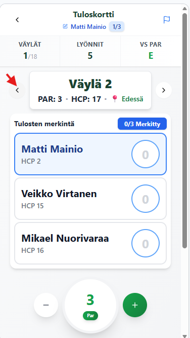 Mobiilituloskortti – siirry väylien välillä nuolista tai pyyhkäisemällä